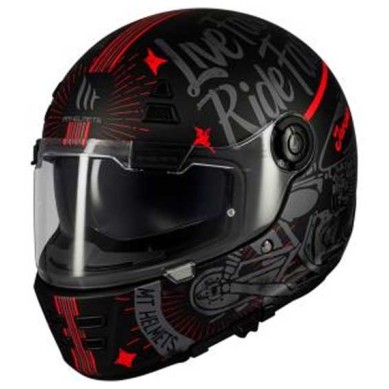 CASCO INTEGRAL MT HELMETS ART E5 MATE NEGRO / ROJO / GRIS