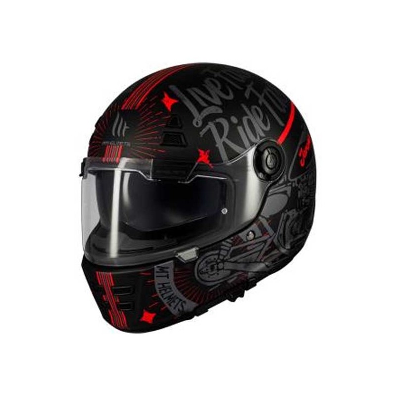 CASCO INTEGRAL MT HELMETS ART E5 MATE NEGRO / ROJO / GRIS