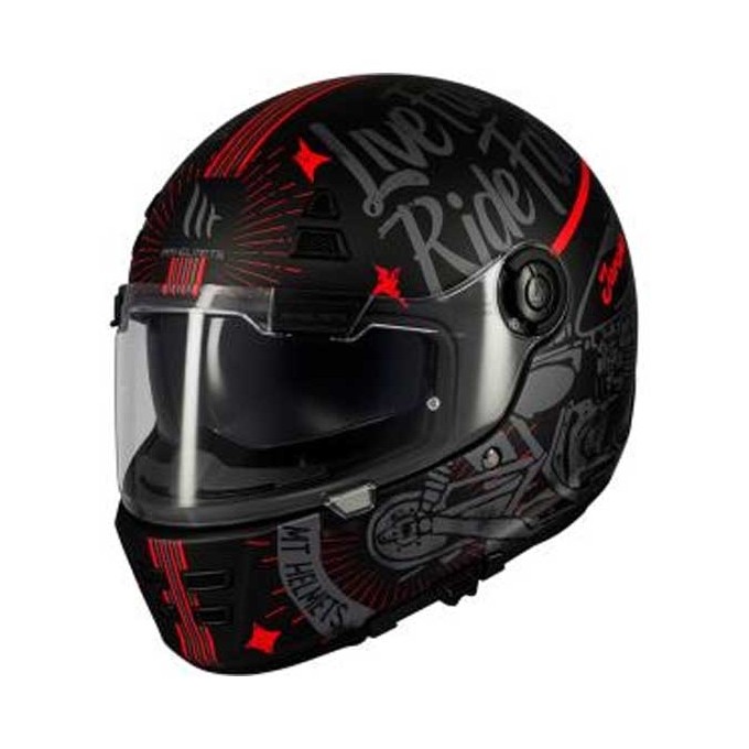 CASCO INTEGRAL MT HELMETS ART E5 MATE NEGRO / ROJO / GRIS
