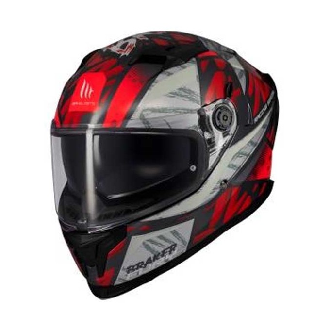 CASCO MT HELMETS BRAKER SV FURY 05 BRILLO ROJO / BLANCO