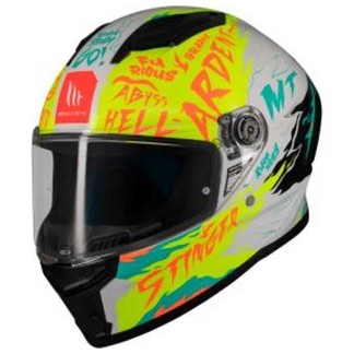 CASCO MT HELMETS STINGER 2 ARDENT A3 BRILLO AMARILLO/ BLANCO / TURQUESA