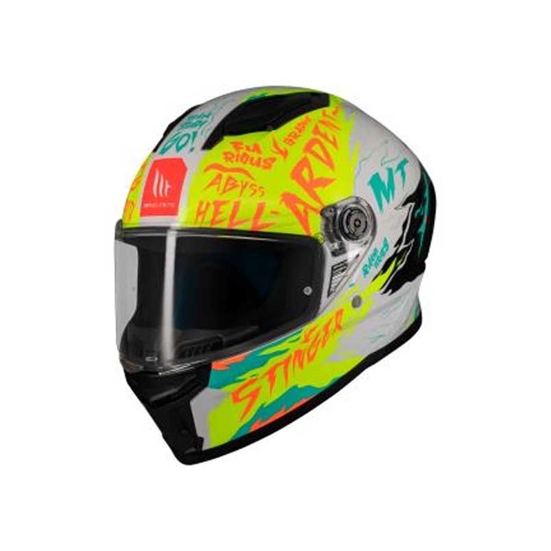 CASCO MT HELMETS STINGER 2 ARDENT A3 BRILLO AMARILLO/ BLANCO / TURQUESA