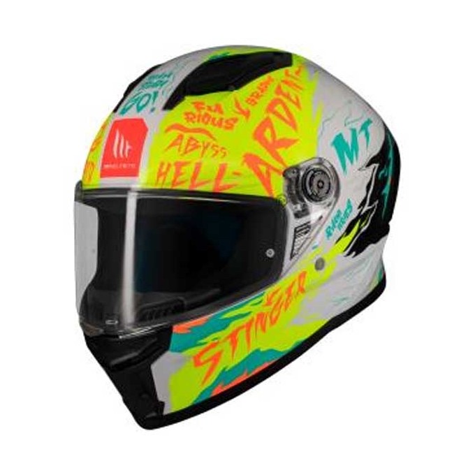 CASCO MT HELMETS STINGER 2 ARDENT A3 BRILLO AMARILLO/ BLANCO / TURQUESA