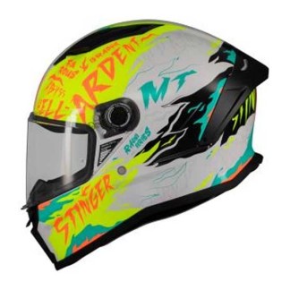 CASCO MT HELMETS STINGER 2 ARDENT A3 BRILLO AMARILLO/ BLANCO / TURQUESA