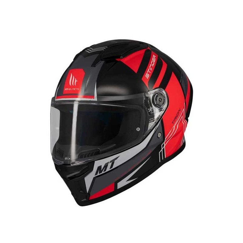 CASCO MT HELMETS STINGER 2 TRON B15 BRILLO NEGRO / ROJO