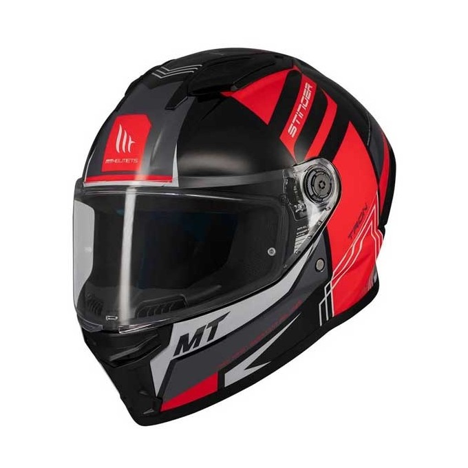 CASCO MT HELMETS STINGER 2 TRON B15 BRILLO NEGRO / ROJO