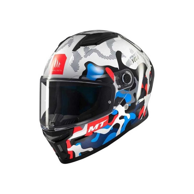CASCO MT HELMETS STINGER 2 YOZU A7 BRILLO NEGRO / BLANCO / AZUL / ROJO