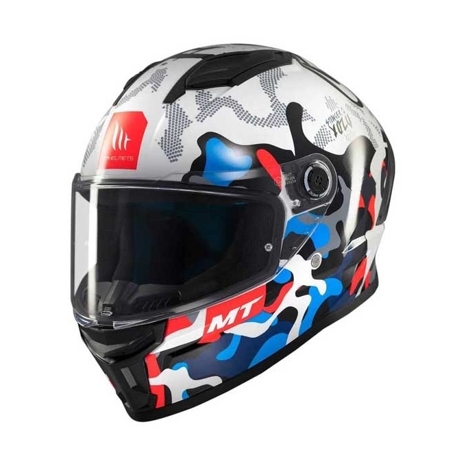 CASCO MT HELMETS STINGER 2 YOZU A7 BRILLO NEGRO / BLANCO / AZUL / ROJO