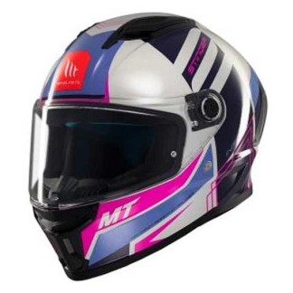 CASCO MT HELMETS STINGER 2 TRON C8 BRILLO BLANCO / MORADO / ROSA