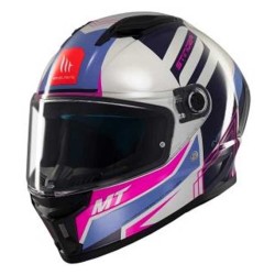 CASCO MT HELMETS STINGER 2 TRON C8 BRILLO BLANCO / MORADO / ROSA