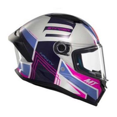 CASCO MT HELMETS STINGER 2 TRON C8 BRILLO BLANCO / MORADO / ROSA