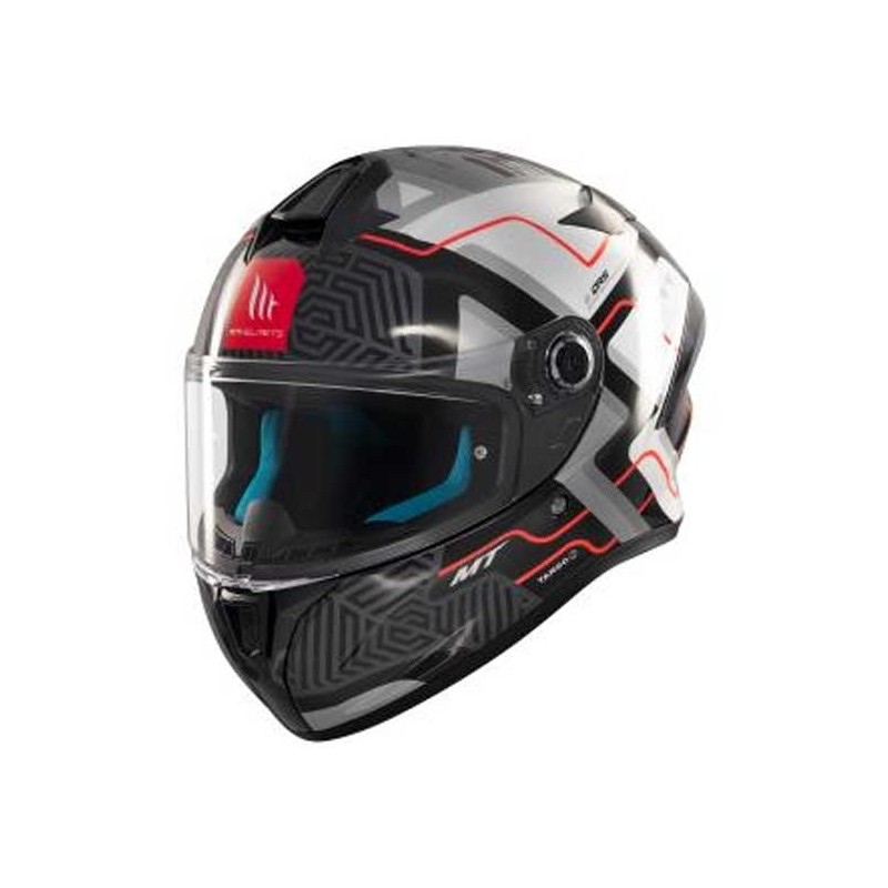 CASCO MT HELMETS TARGO S BRIK C0 BRILLO NEGRO / PLATA / ROJO