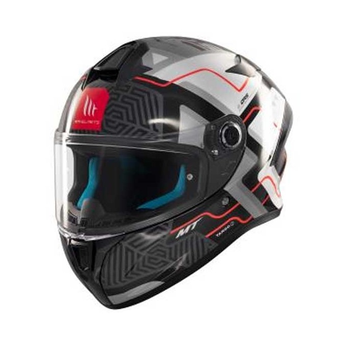 CASCO MT HELMETS TARGO S BRIK C0 BRILLO NEGRO / PLATA / ROJO