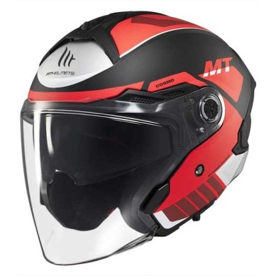 CASCO MT HELMETS JET COSMO SV CRUISER B5 MATE NEGRO / ROJO