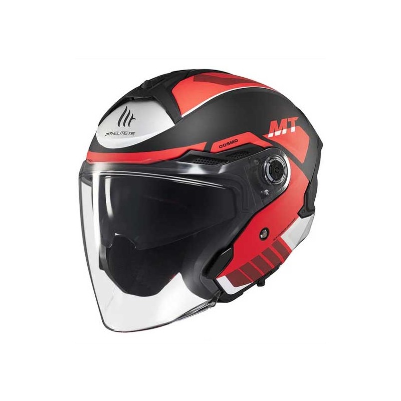 CASCO MT HELMETS JET COSMO SV CRUISER B5 MATE NEGRO / ROJO