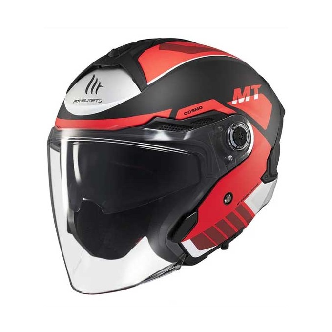 CASCO MT HELMETS JET COSMO SV CRUISER B5 MATE NEGRO / ROJO