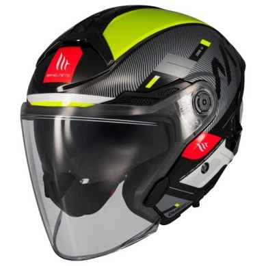 CASCO MT HELMETS JET COSMO SV SILENCE B3 BRILLO NEGRO / AMARILLO