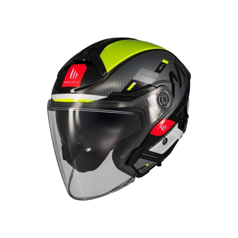 CASCO MT HELMETS JET COSMO SV SILENCE B3 BRILLO NEGRO / AMARILLO