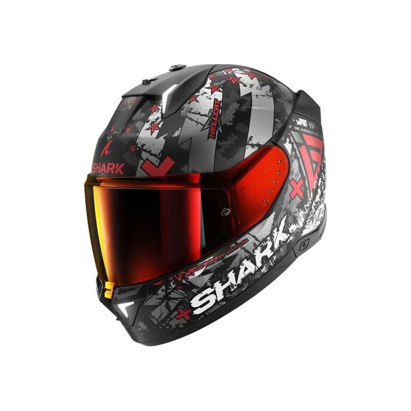 CASCO SHARK SKWAL¡3 HELLCAT MATE NEGRO CHROM / ROJO