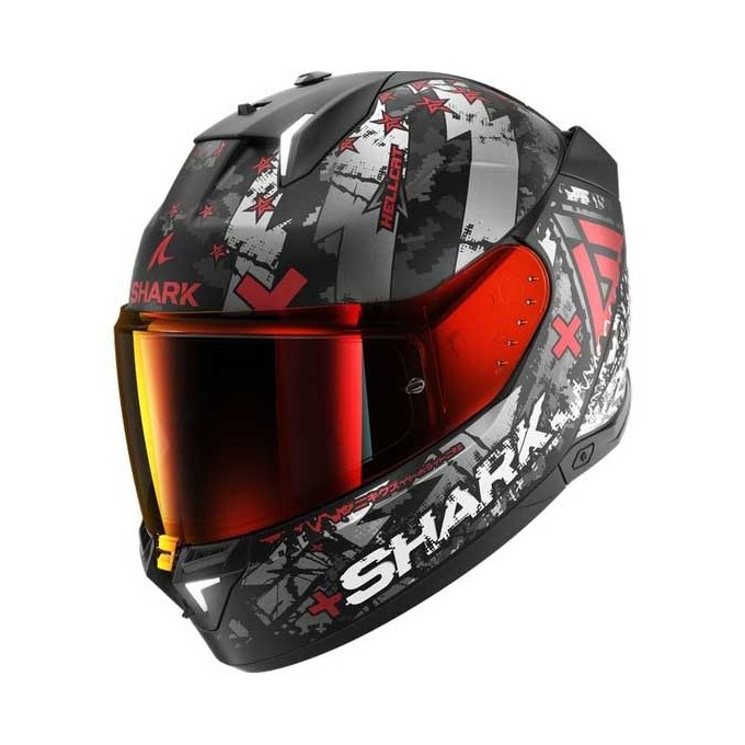 CASCO SHARK SKWAL¡3 HELLCAT MATE NEGRO CHROM / ROJO