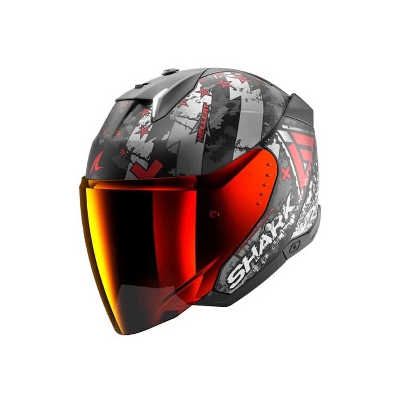 CASCO SHARK SKWAL¡3 JET HELLCAT MAT NEGRO CHROM / ROJO