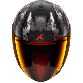 CASCO SHARK SKWAL¡3 JET HELLCAT MAT NEGRO CHROM / ROJO