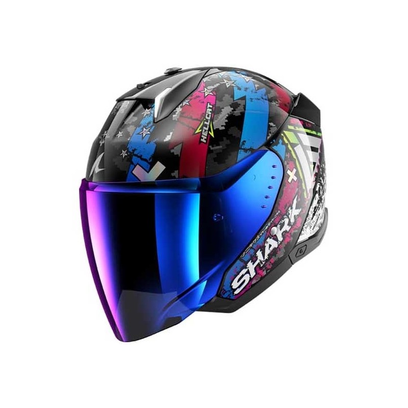 CASCO SHARK SKWAL¡3 JET HELLCAT MAT NEGRO CHROM / ANTARCITA