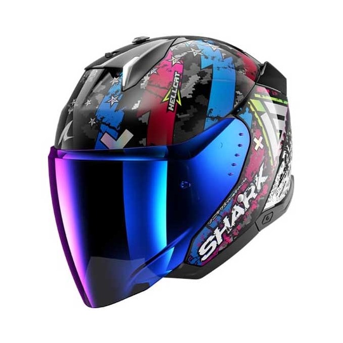 CASCO SHARK SKWAL¡3 JET HELLCAT MAT NEGRO CHROM / ANTARCITA