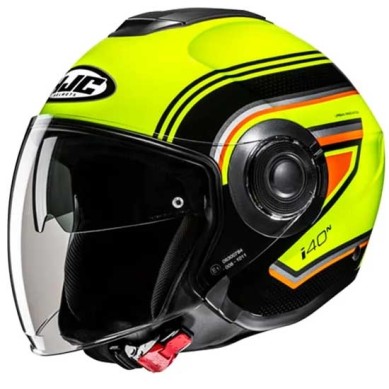 CASCO JET HJC I40N LINIA AMARILLO / NEGRO