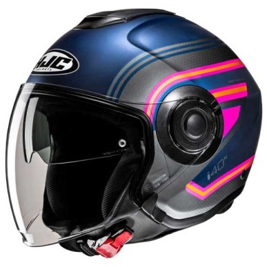 CASCO JET HJC I40N LINIA AZUL / ROSA