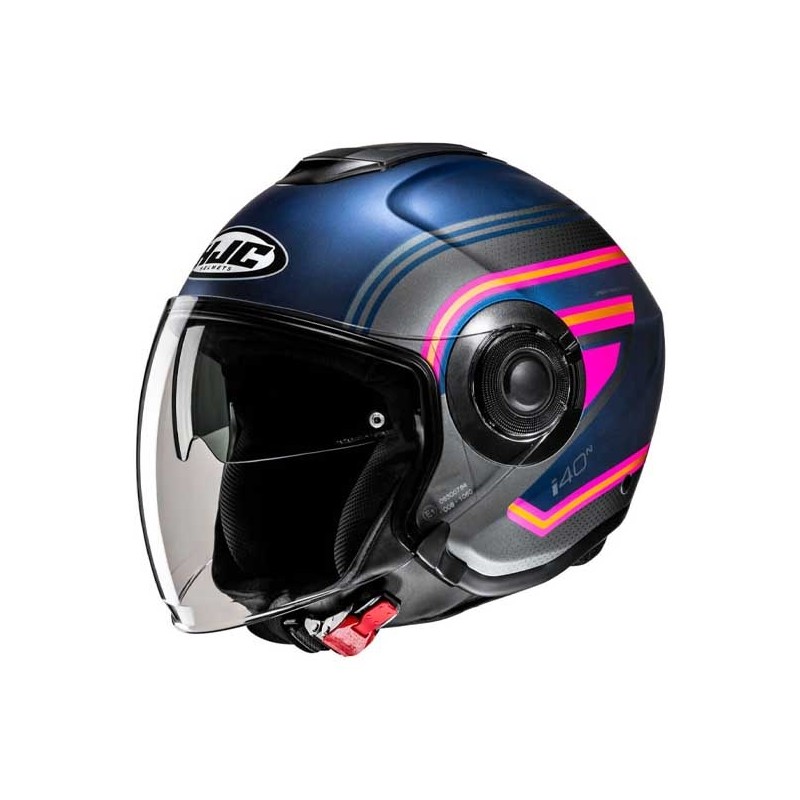 CASCO JET HJC I40N LINIA AZUL / ROSA