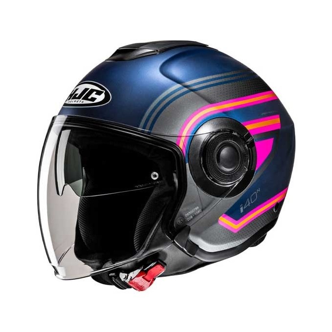 CASCO JET HJC I40N LINIA AZUL / ROSA