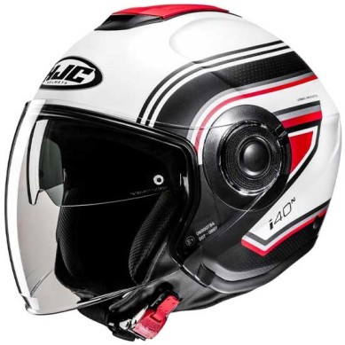CASCO JET HJC I40N LINIA BLANCO / ROJO