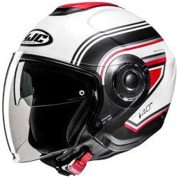 CASCO JET HJC I40N LINIA BLANCO / ROJO