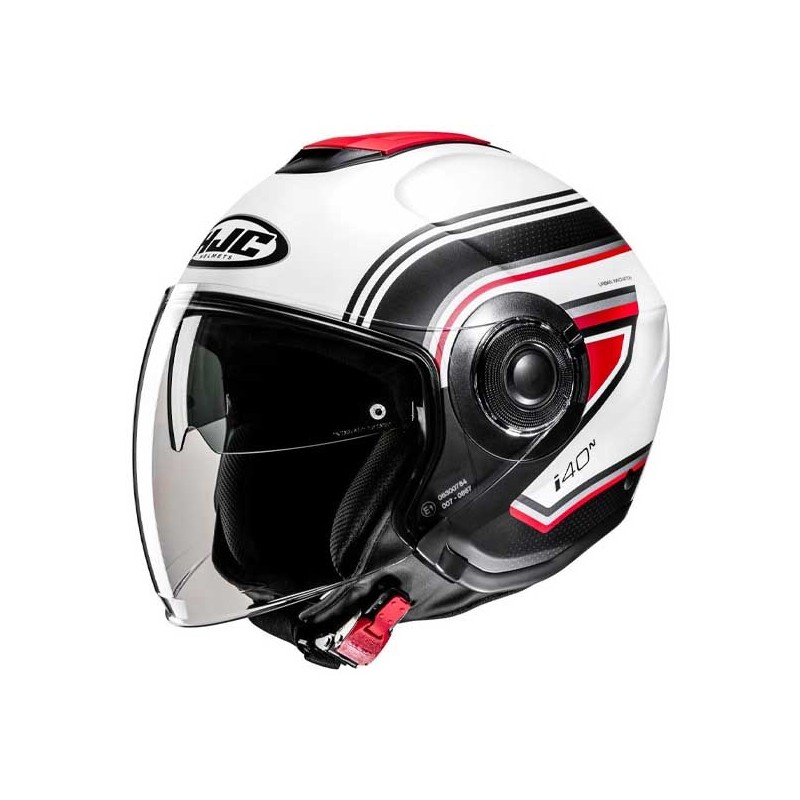 CASCO JET HJC I40N LINIA BLANCO / ROJO