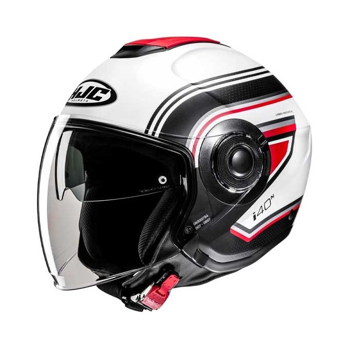 CASCO JET HJC I40N LINIA BLANCO / ROJO