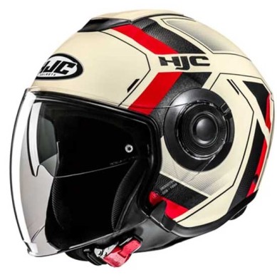 CASCO JET HJC I40N VELU BEIG / ROJO