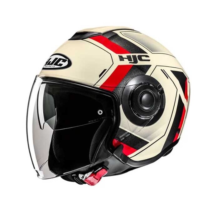 CASCO JET HJC I40N VELU BEIG / ROJO