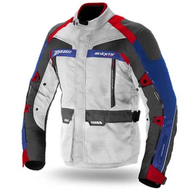CHAQUETA CORDURA SEVENTY DEGREES SD-JT43 TOURING GRIS OSCURO / ROJO / AZUL TALLA S / L / XL / XXL