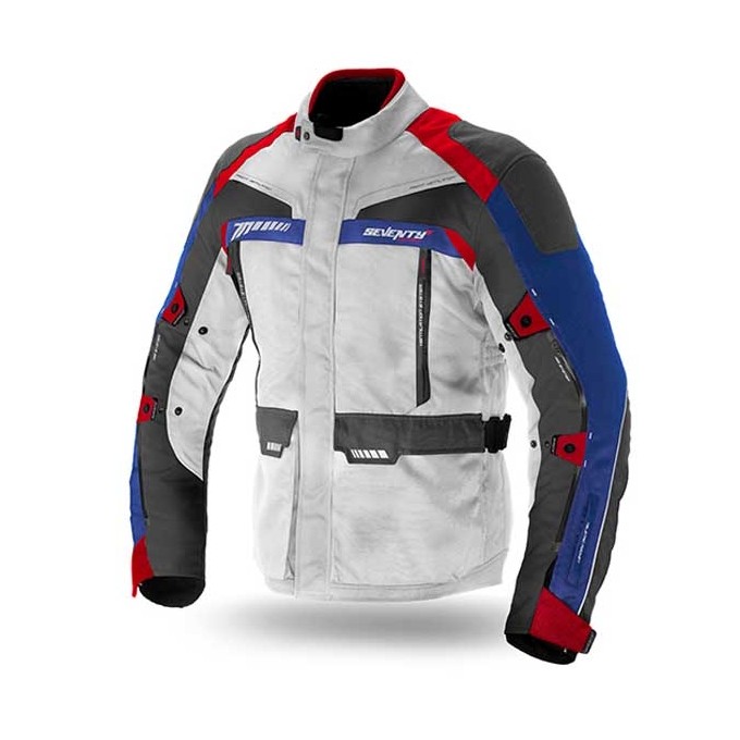 CHAQUETA CORDURA SEVENTY DEGREES SD-JT43 TOURING GRIS OSCURO / ROJO / AZUL TALLA S / L / XL / XXL