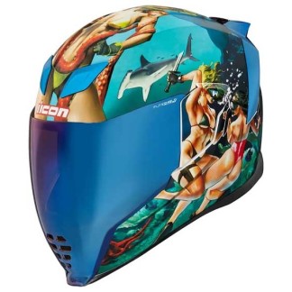 CASCO ICON AIRFLITE TRICK OR STREET 4 AZUL / NARANJA / NEGRO