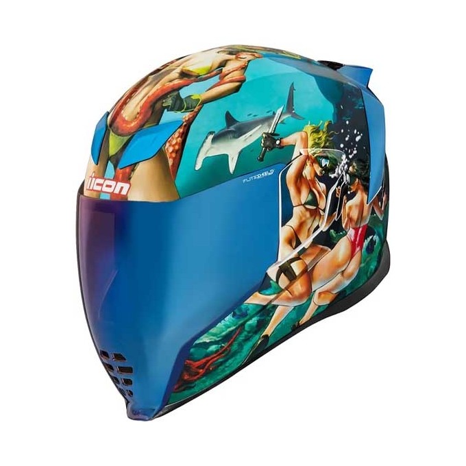 CASCO ICON AIRFLITE TRICK OR STREET 4 AZUL / NARANJA / NEGRO