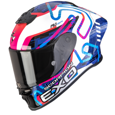 SCORPION EVO II AIR CORNERING Blanco-Azul-Rosa