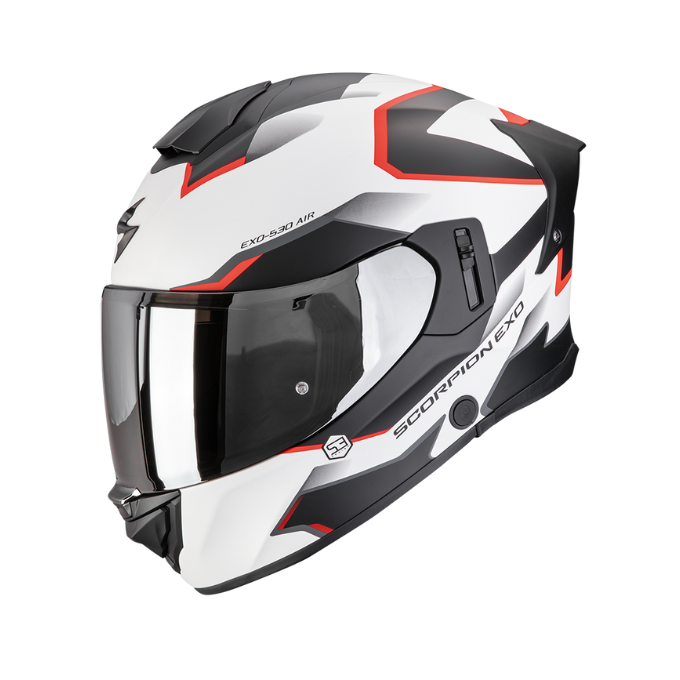 CASCO SCORPION EXO-530 AIR CLIP Blanco mate-Negro-Rojo