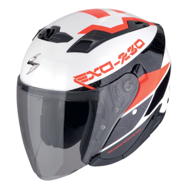 CASCO SCORPION EXO-230 BAND BLANCO / NEGRO / ROJO