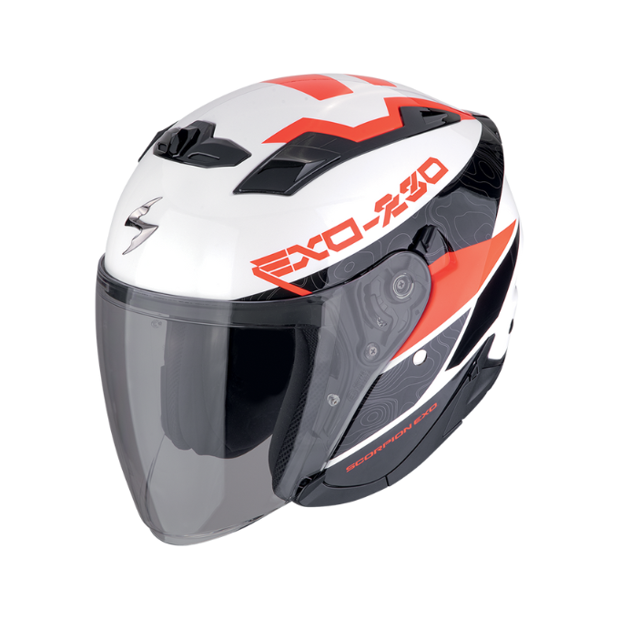 CASCO SCORPION EXO-230 BAND BLANCO / NEGRO / ROJO
