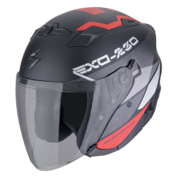 CASCO SCORPION EXO-230 BAND NEGRO MATE / ROJO / PLATA