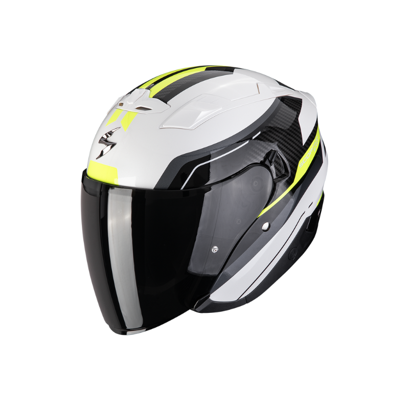 CASCO SCORPION EXO-230 HIPE BLANCO / NEGRO / AMARILLO NEÓN