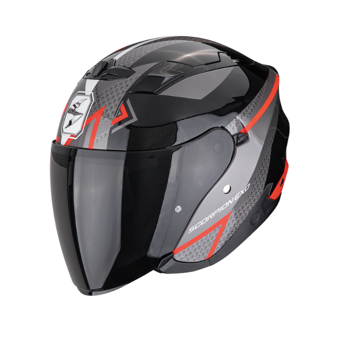 CASCO SCORPION EXO-230 LOOP METAL NEGRO / ROJO