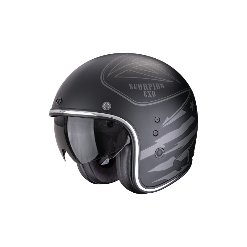 CASCO SCORPION BELFAST EVO DAWG NEGRO / PLATA MATE